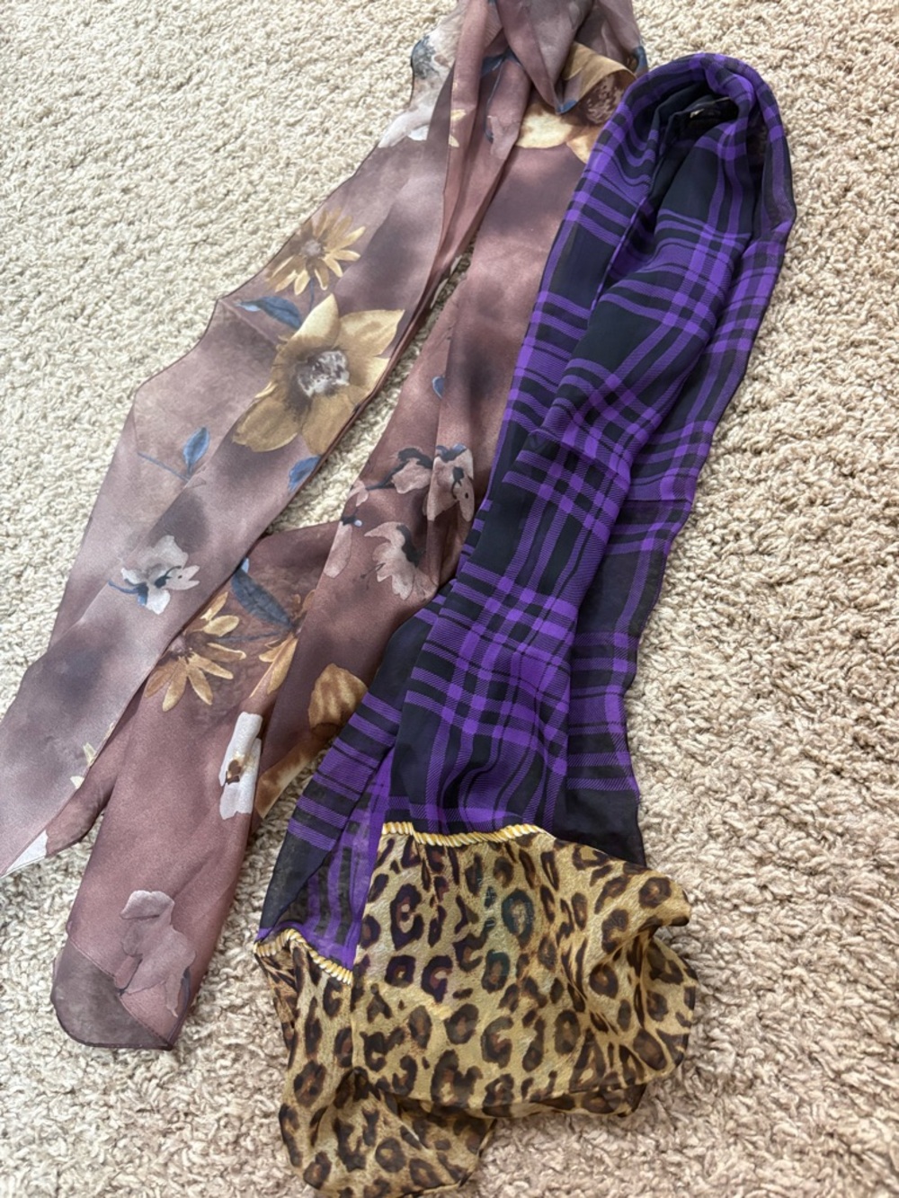 Ralph Lauren silk scarf cheetah purple and floral scarf